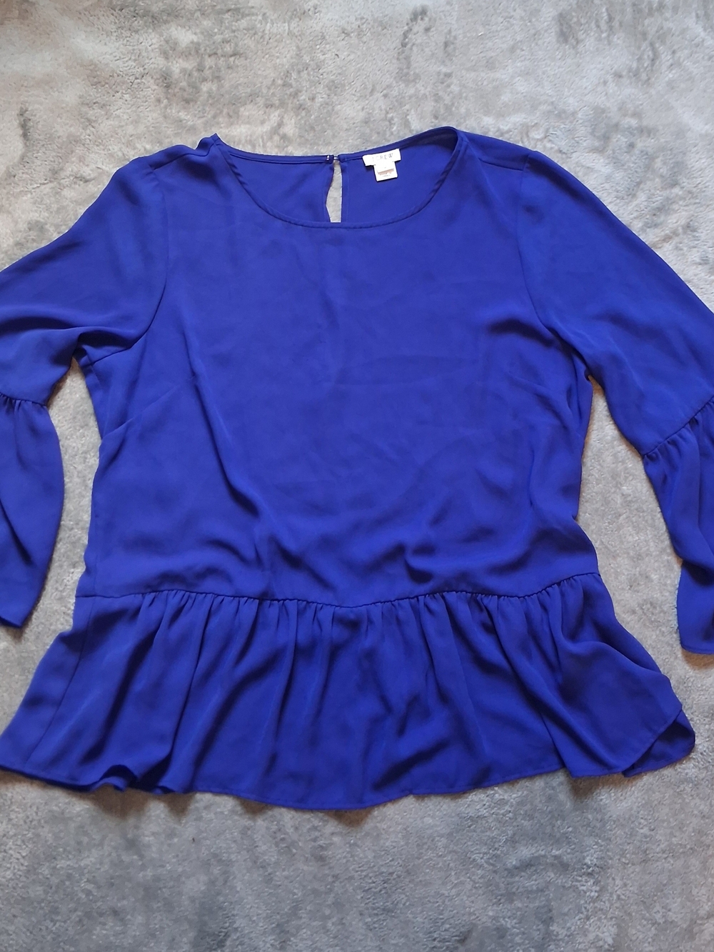J Crew Cobalt Blue Peplum Blouse Medium Feminine